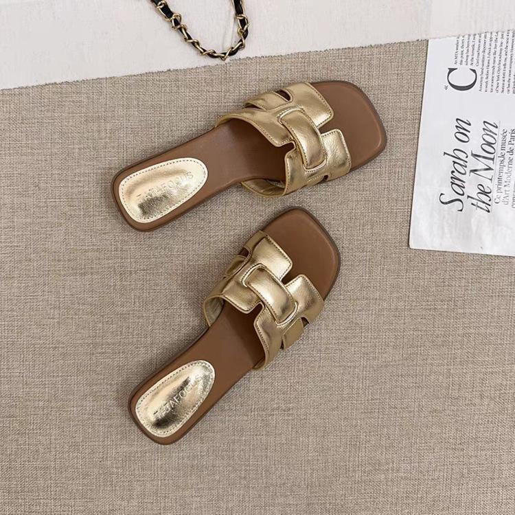 Casual beach women's shoes summer new temperament wear sandals thick heel versatile woven half slippers women