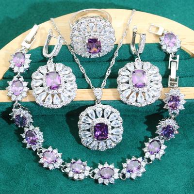 High End Jewelry Europe and The United States Hot Selling Zircon Bracelet Earrings Rings Feminine Jewelry Set