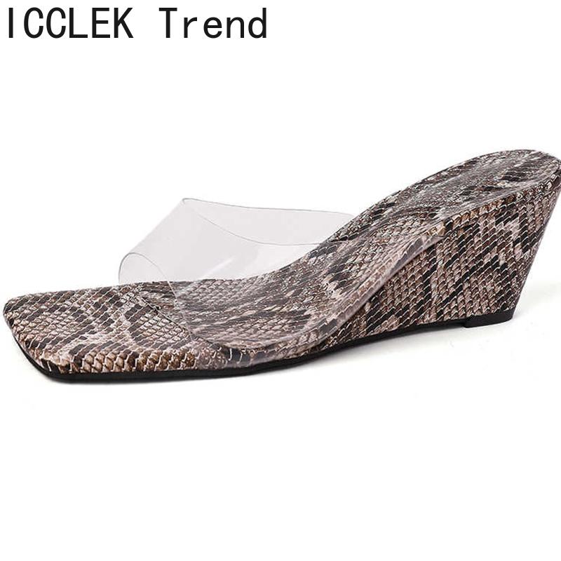 Gladiator Summer Serpentine Women Slippers Concise PVC Transparent Slides Shoes Ladies Outdoor Street Style Dress Sandalias