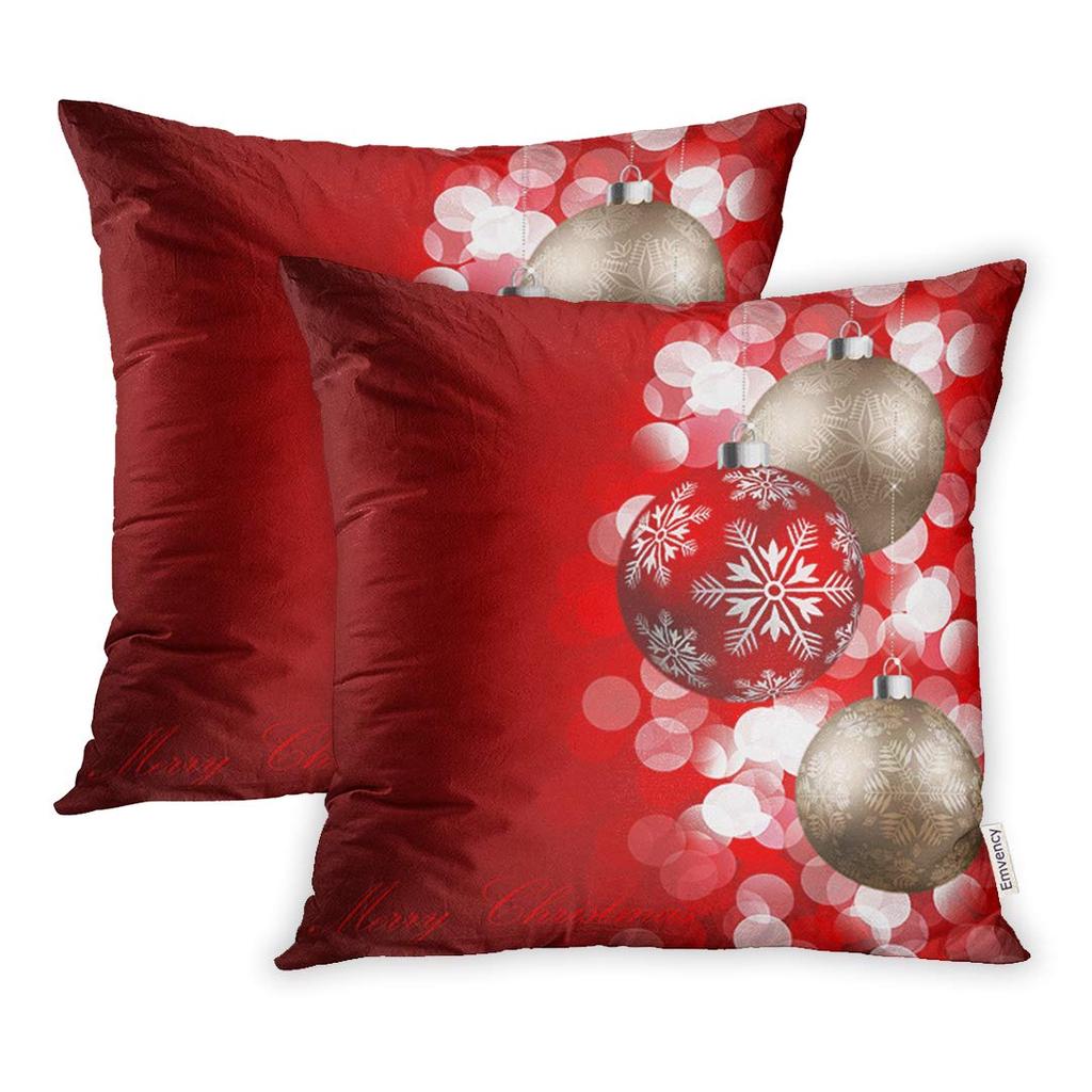 Buy Red Xmas Christmas Baubles Happy Ball Light Pillow Case Cover