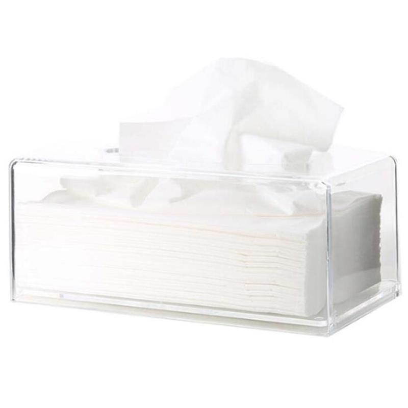 1 piece transparent towel box towel holder with living room storage at home Useful tissue dispenser |