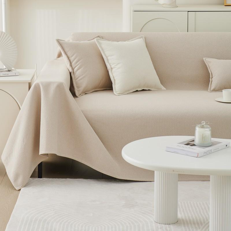 Teddy Velvet Waterproof and Anti Slip Solid Color Minimalist Sofa Cover Cloth Full Cover Cloth Winter Living Room Fabric Blanket