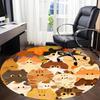 1pc Cat Autumn Office Round Area Rug, Indoor Mat Suitable ForOffice, Under Office Chairs Bedroom Living Room Home Decor, Room Deco N79
