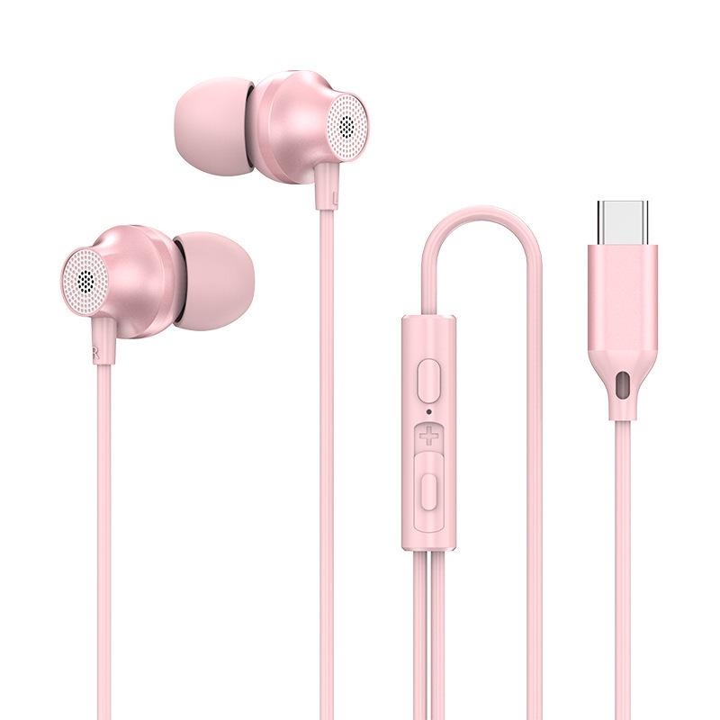 Copper Driver Hifi Sports Headphones In-ear Type-c Wire-controlled Earphones Bass Music Headset for
