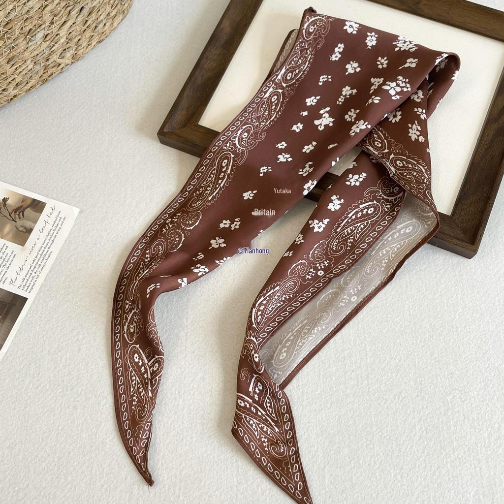 Zeitloser brauner Paisley-Seidenschal - 2025 Modisches vielseitiges Halsaccessoire für Damen
