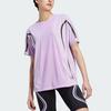 adidas Women X Stella McCartney Truepace Running Loose Fit Recycled Polyester Stripe Detailing Short Sleeve T-Shirt Metallic Purple Pink II3237
