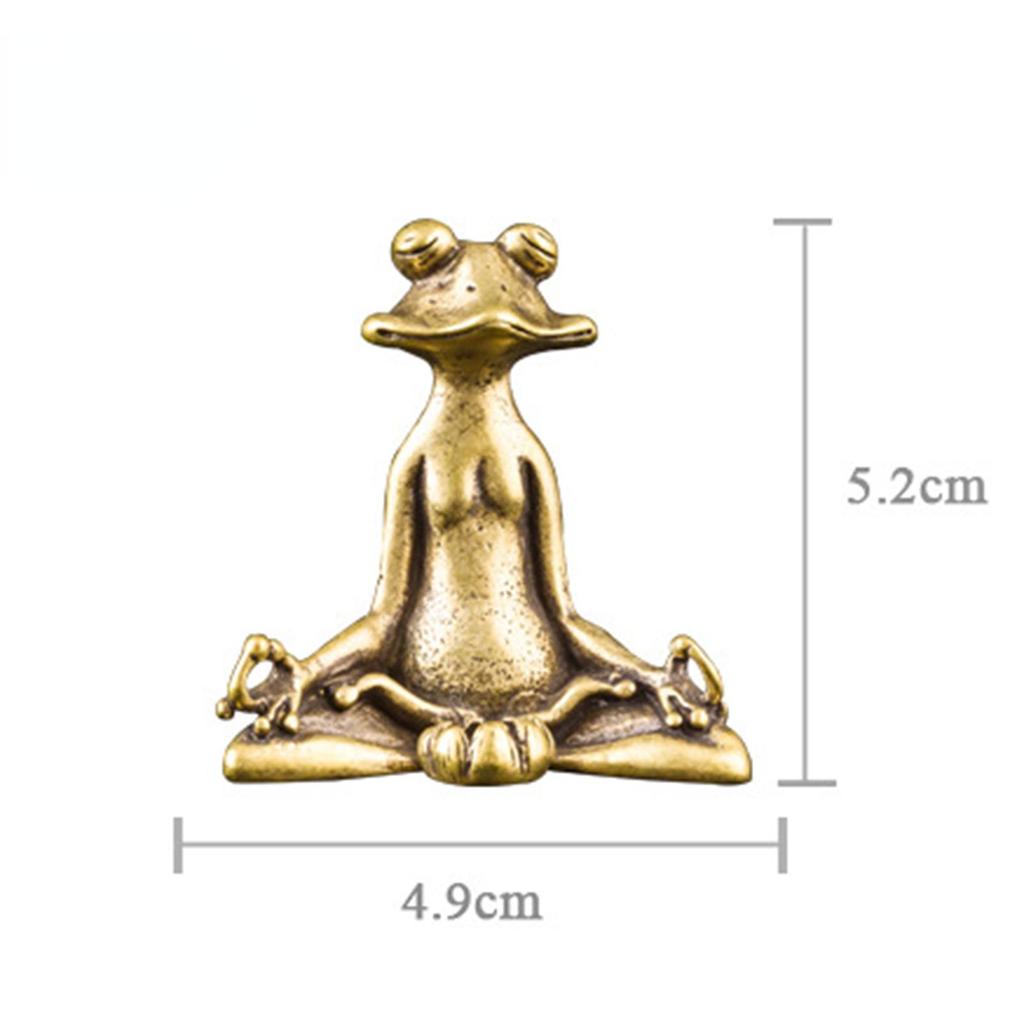Puntos Vintage Brass Sitting Zen Frog Statue Sculpture Incense Holder Desk Ornament ARI