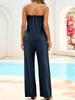 Completo Due Pezzi da Donna in Cotone con Top a Tubo Senza Spalline e Pantaloni a Gamba Larga