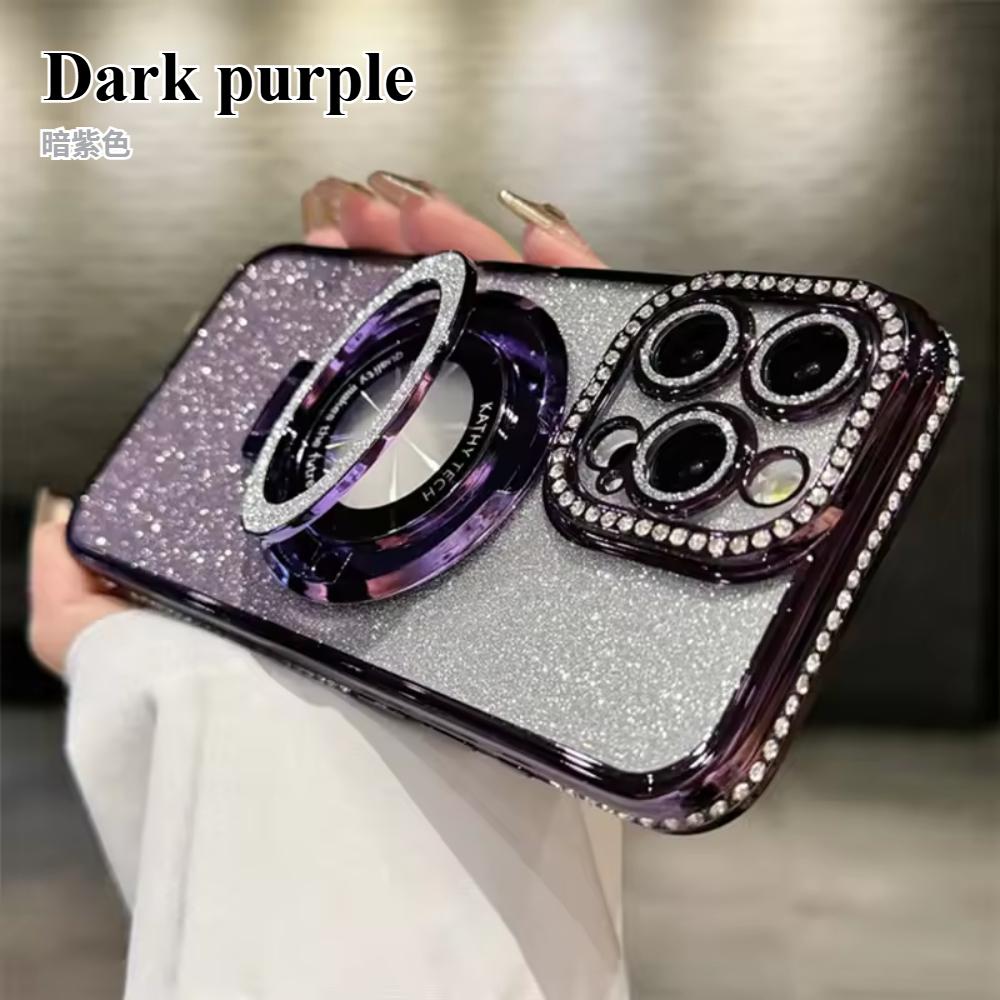 Luxury Soft Silicone Diamond Magsafe Case For iPhone 17 Air Magnetic Stand Holder Glitter For iPhone16 Plus 15 12 13 14 Pro Max Cover