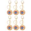 6pcs Eye Key Ring Chain 3D Cute Cool Fashionable Metal Keychain Pendant for Backpack Handbag