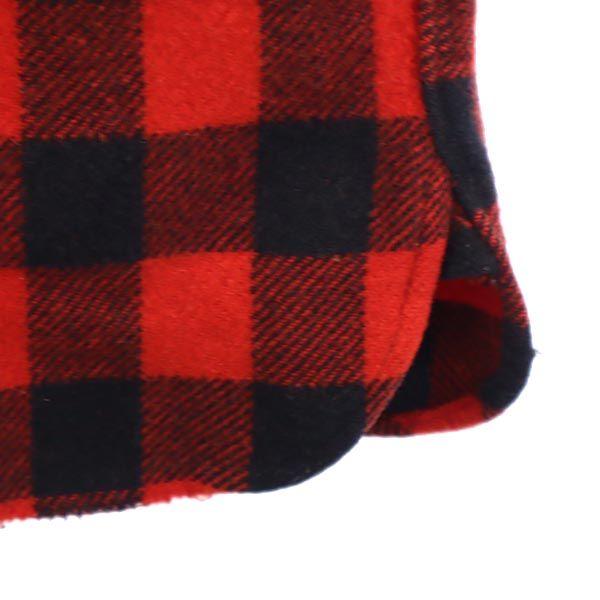 WINTER KING 50s Vintage Triangular Wool Bag Check Pattern Long Sleeve Shirt Men's Used