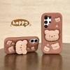 For Samsung Galaxy A16 A26 A36 A56 A15 A25 A35 A55 A14 A24 A54 Case Cute Bear 3D Cartoon Grip Tok Holder Silicone Cover
