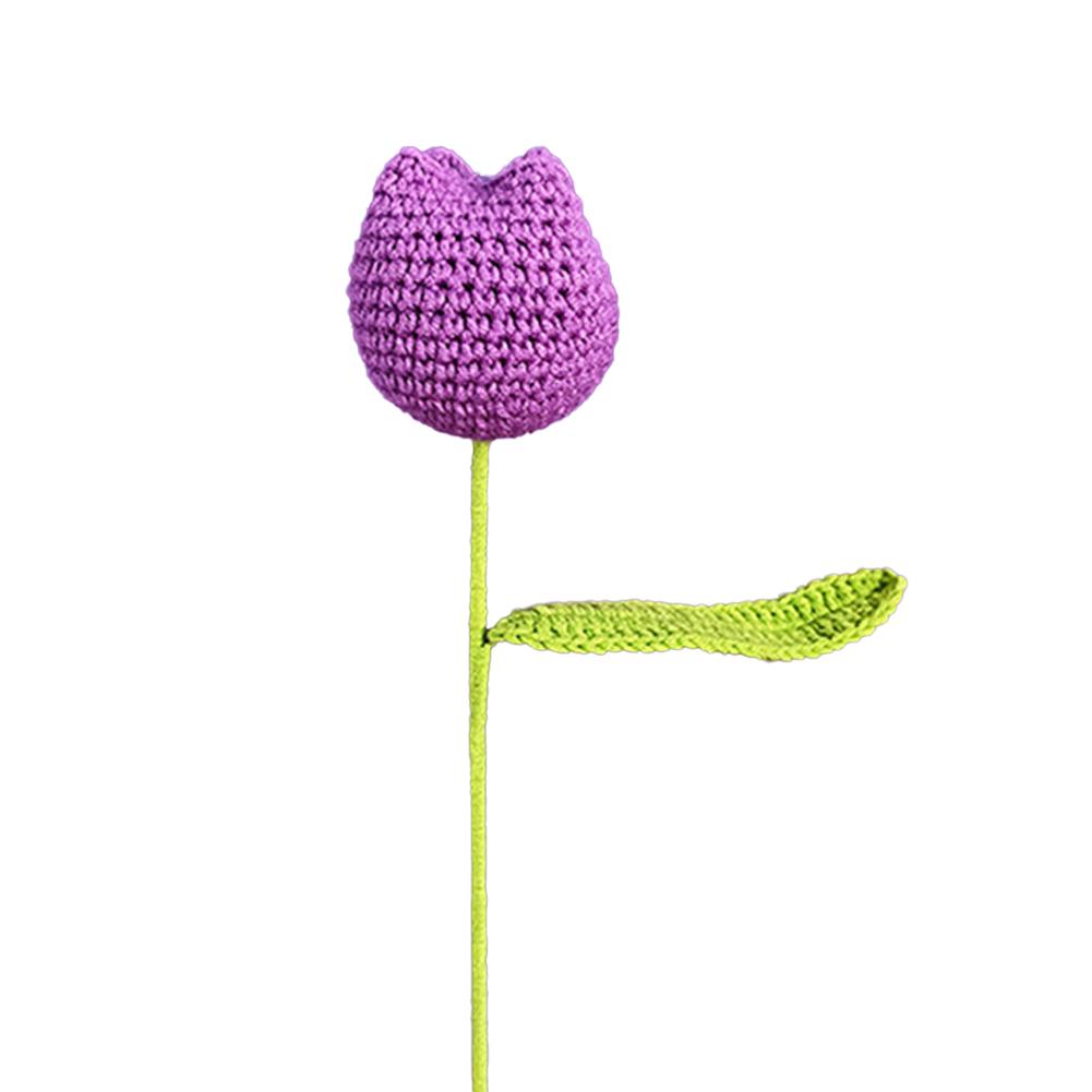 Handmade Yarn Tulip Bouquet Yarn Flowers Unique Home Decor Purple Handwoven Tulip Bouquet Handmade Craftsmanship