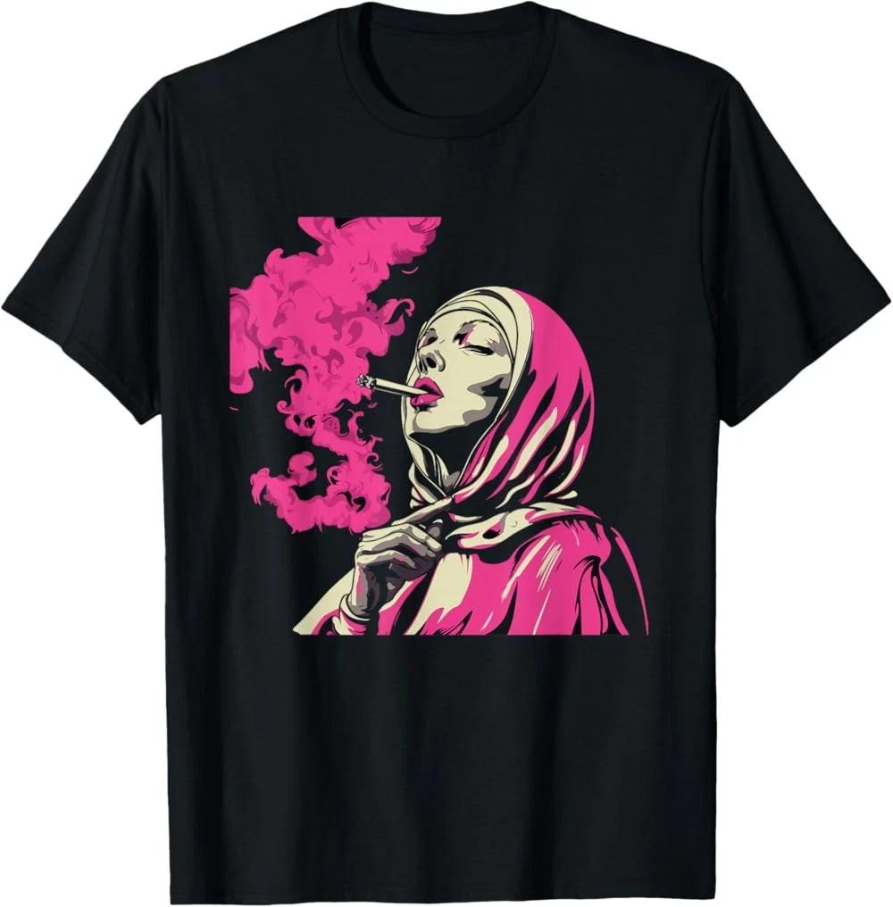 RARE! Vibrant Smoking Unholy Nun Woman Streetware T-Shirt S