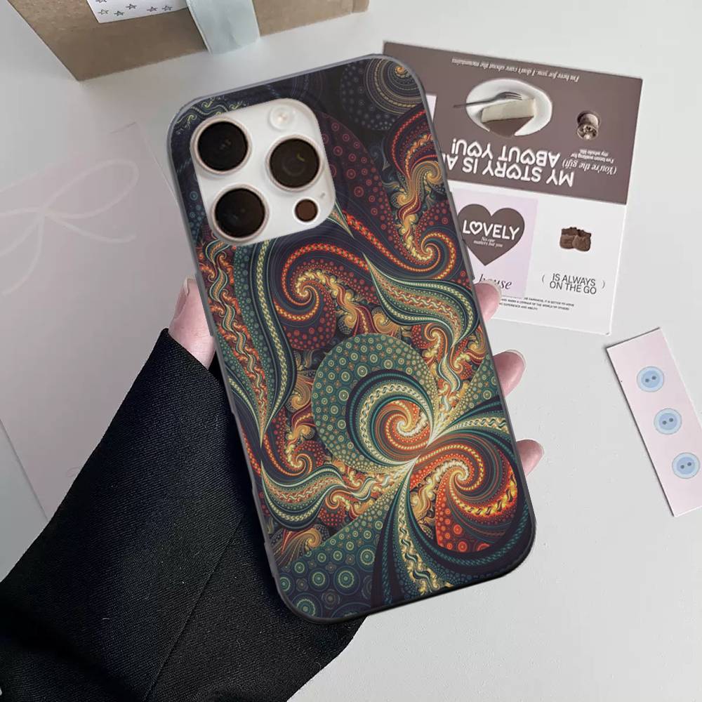 

Mandala Painting Phone Case For iPhone 17 16 15 14 Plus 11 12 13 Pro Max Shockproof Protection Soft Back Cover iPhone 17pro max