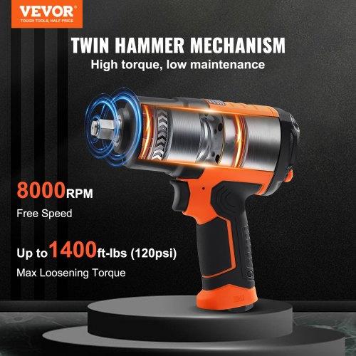 VEVOR 1.27 cm Air Impact Wrench, High Torque Up to 1898.15 N·m