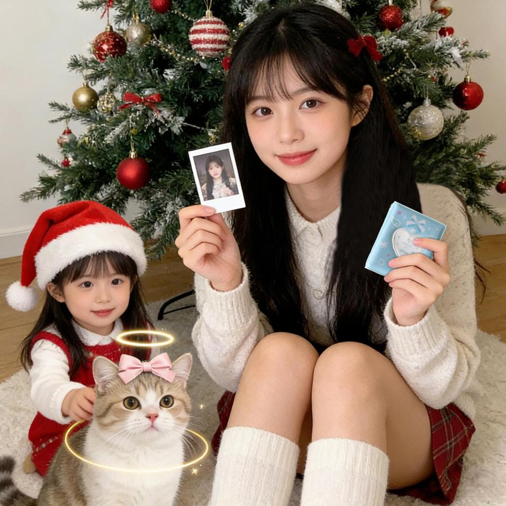Cute Photo Album PVC Cute Portable Waterproof Scrapbook Photo Storage Card Holder With Keychain For Kids Teens Adults Birthday