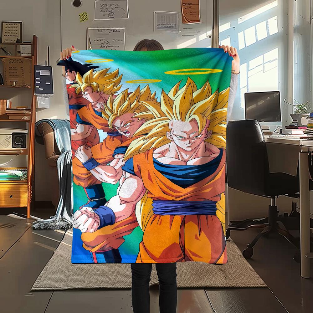 Coperta in Flanella con Stampa Personaggi Dragon Ball, Alta qualità Confortevole per Tutte le Stagioni, Arredamento per la Casa, Calore e Comfort, Perfetta per Regali di Natale