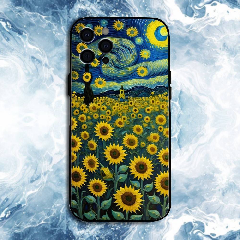 van-Gogh-The-Starry-Night Phone Case For iPhone17,16,15,14,13,12,11 Plus,Pro Max, Soft Silicone Black Cover
