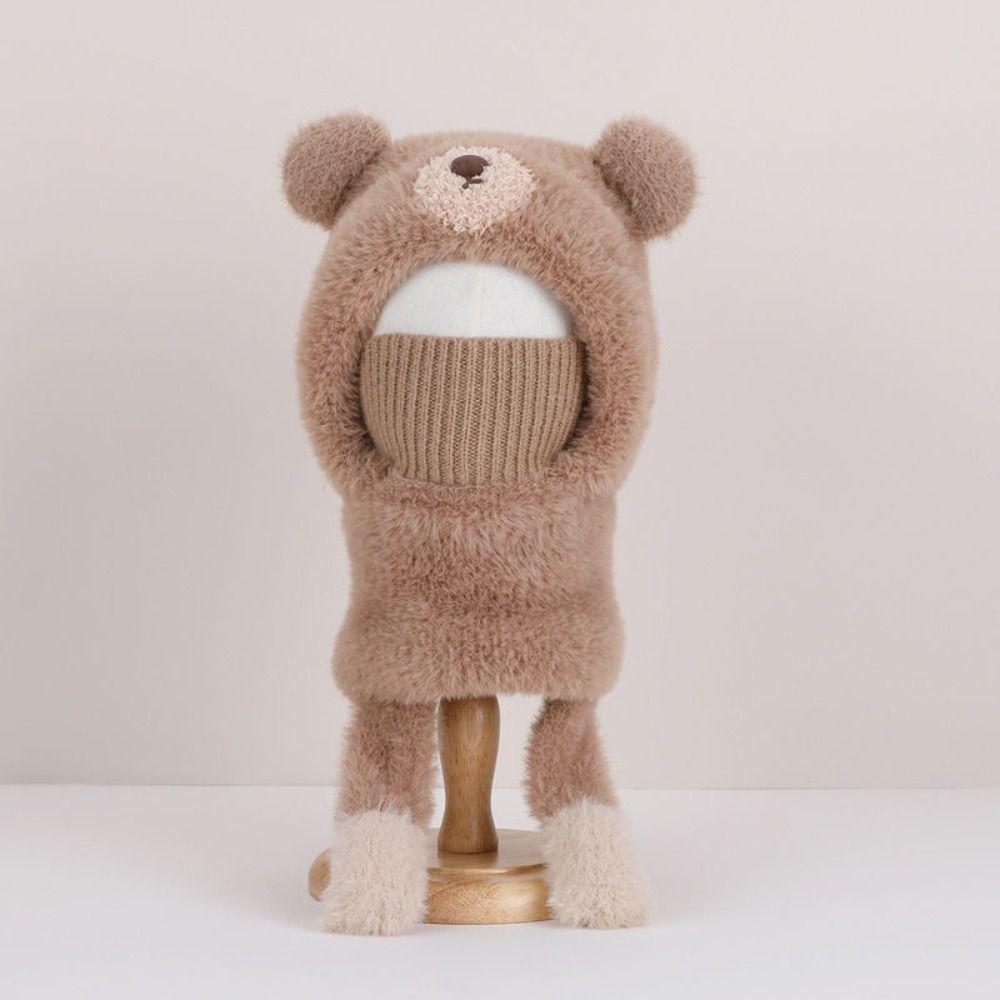 Elastic Kids Snow Beanie Small Bear Kids Woolen Hat Personality Fleece Hat Autumn