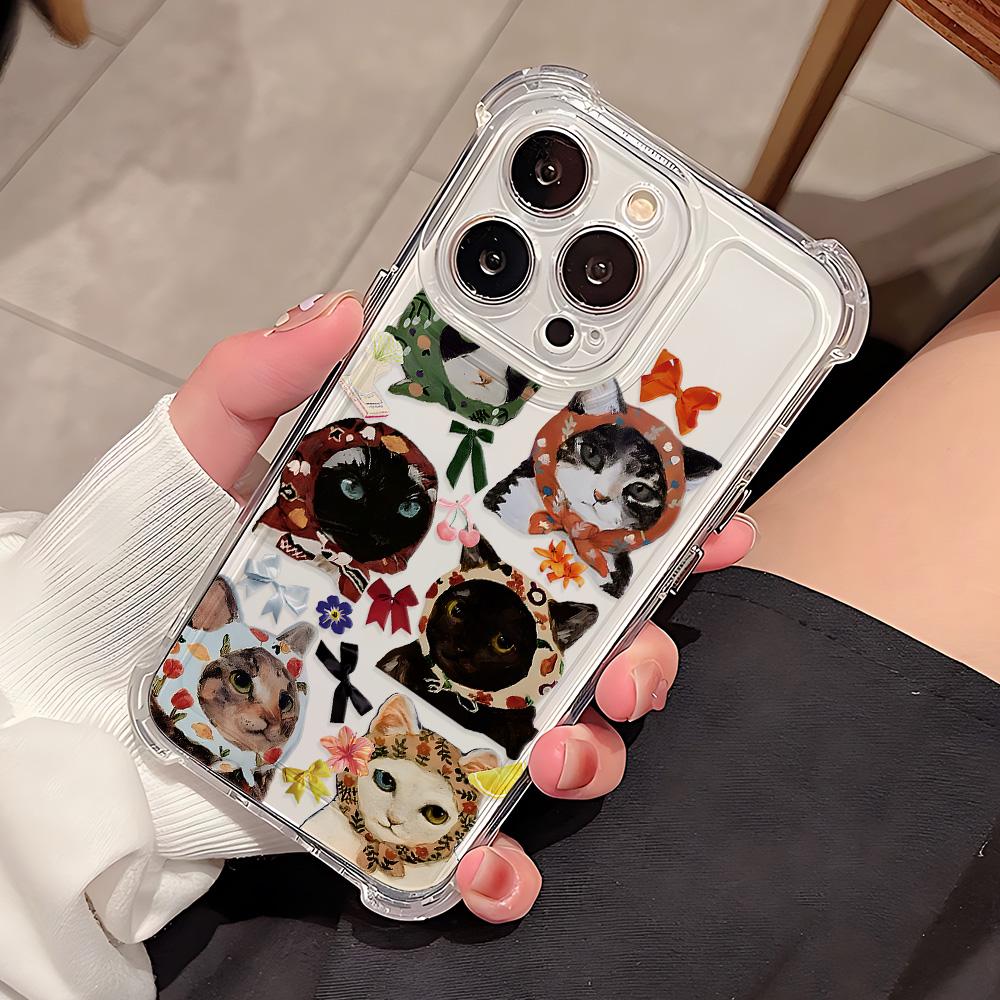 Colorful Cat Design Phone Case For Samsung Galaxy S25 S24 S23 S22 S21 S20 Note20 Edge FE Ultra Plus 4G 5G Anti Fall Clear Cover