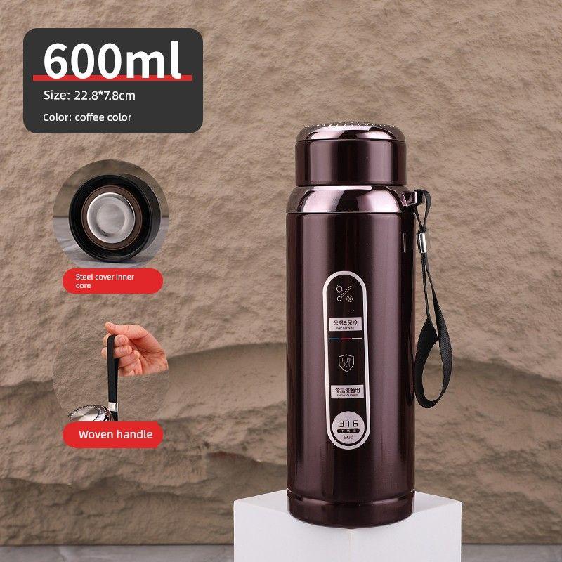 316 Steel Large-Capacity Thermos Cup for Men and Women with Filter Tea Cup Adult Business Portable Large Cup Gift Cup 600