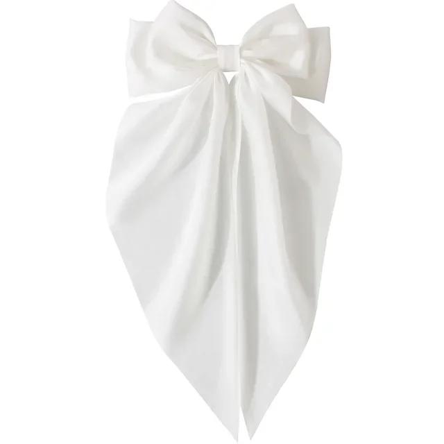 New Elegant Bow Ribbon Hair Clip Women Fashion Solid Bowknot Satin Hairpin Barrettes Girls Ponytail Clip Hair Accessories