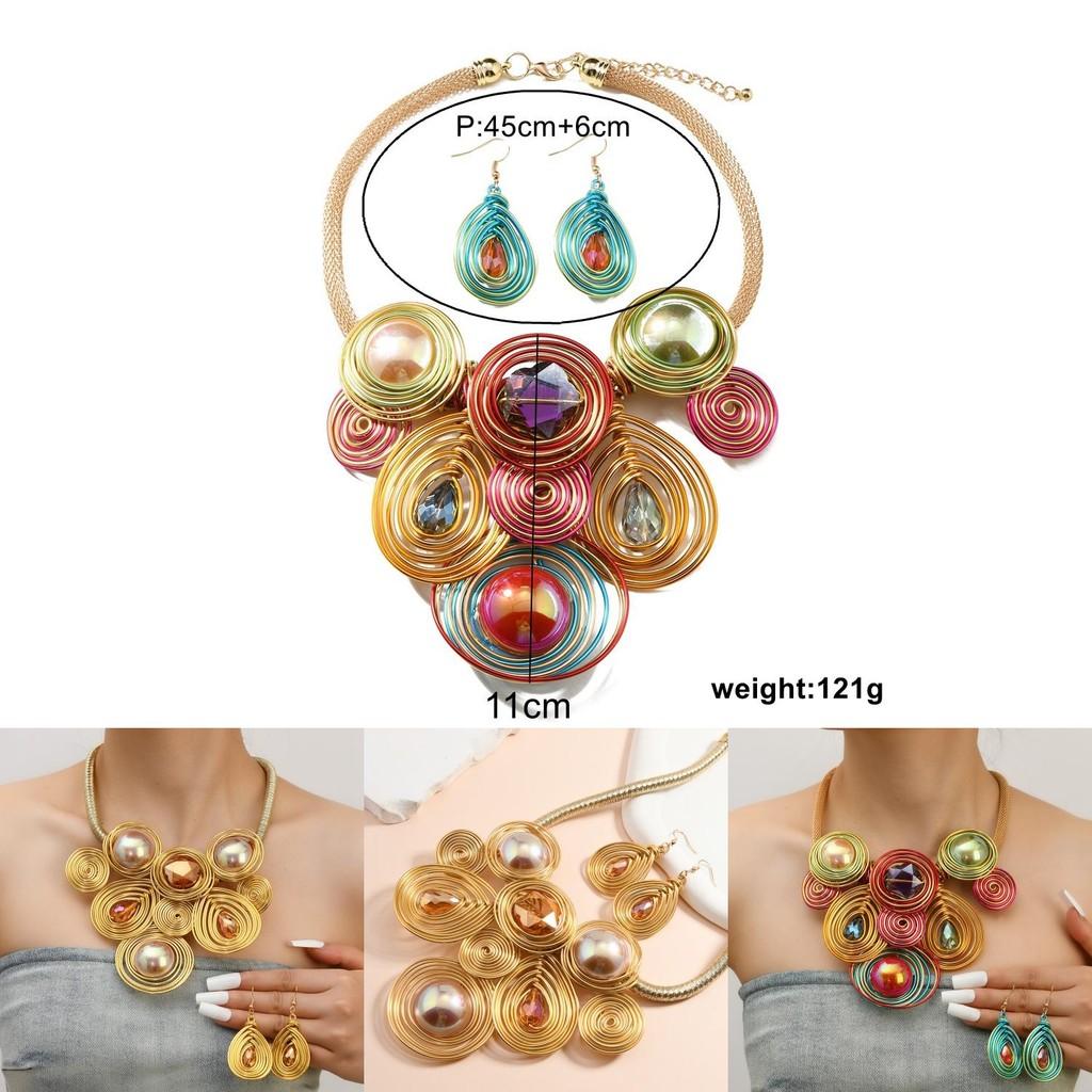 Artistic Jewelry Collection With Plant Floral Motifs And Water Wave Chains For Unisex Wear