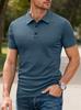 Men's Polo Shirt Short Sleeve Summer New Turn-Down Collar Button Heavyweight T-Shirt Casual Business Breathable Black