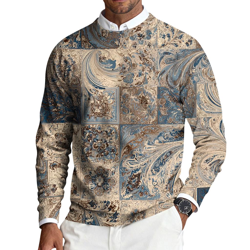 Herren Rundhals Langarm Rippstrick Pullover