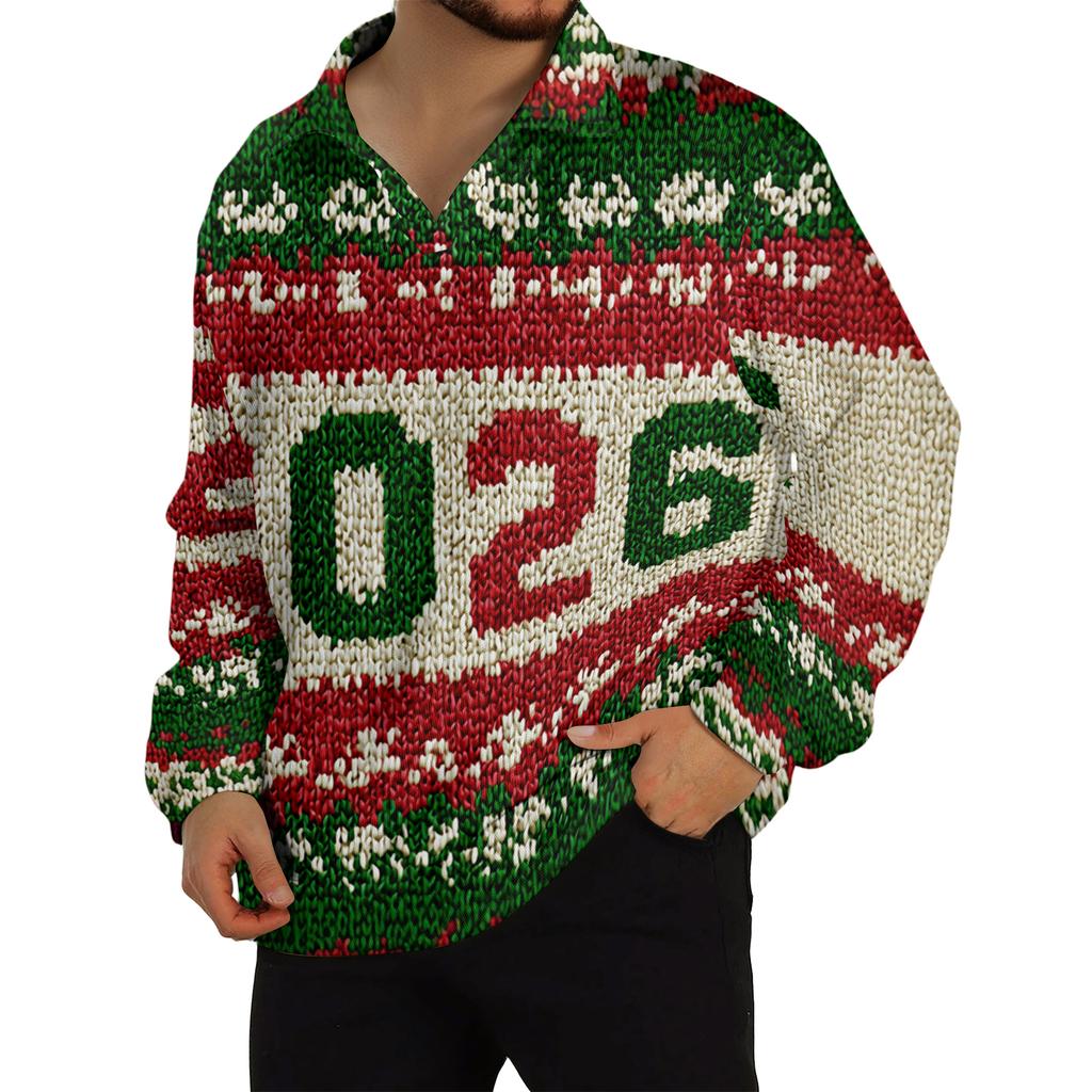 Men's Casual Collared Long-Sleeve Knit Base Layer Top
