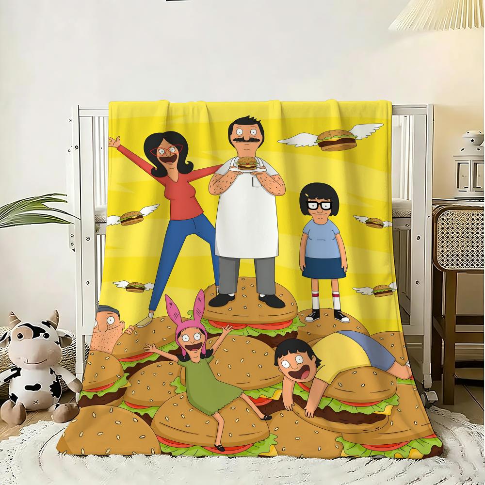 Cartoon Bobs Burgers Anime Throw 240g Flannel Blanket Lightweight Soft Skin-friendly Summer Thin Throw Blanket