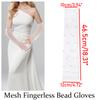 Damen Perlenbesetzte Durchsichtige Tüll Fingerlose Lange Armstulpen Braut Hochzeits Handschuhe Transparentes Netz Armabdeckung für Abendkleid Party Foto Requisiten