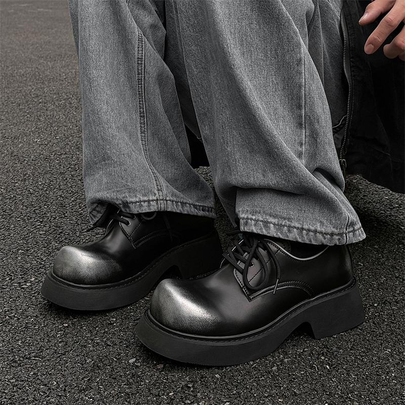 Fashion Derby Thick soled Men's Shoes Classic trendy designer styles Leisure Outdoor Fashion Party Handsome young leather shoes Brown