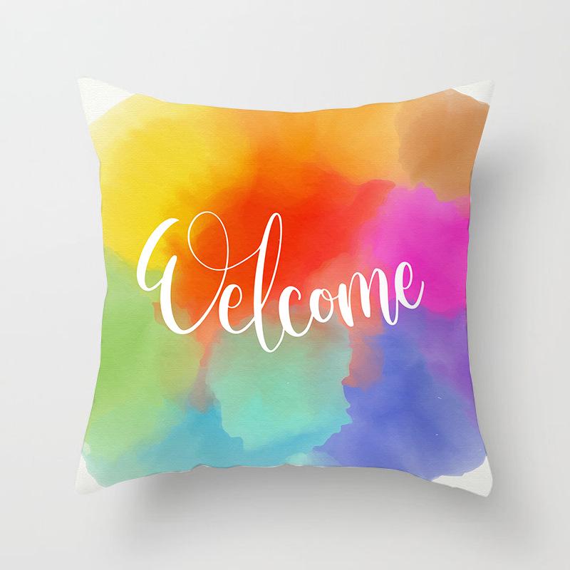Modern Simple Pillow Letter Watercolor Print Pillow Cushion Cover Home Supplies