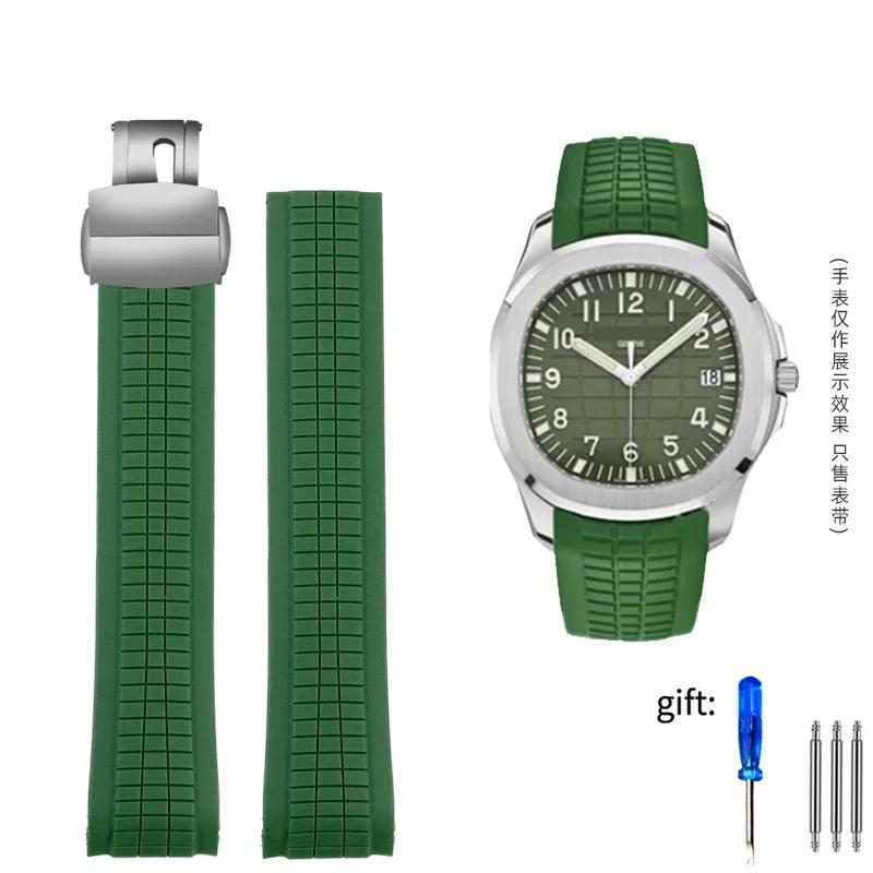 Prémiový měkký gumový řemínek k hodinkám Pasuje na Patek Philippe Silikon 5164A 5167A 5168A 21mm Skládací spona Řemínky k hodinkám