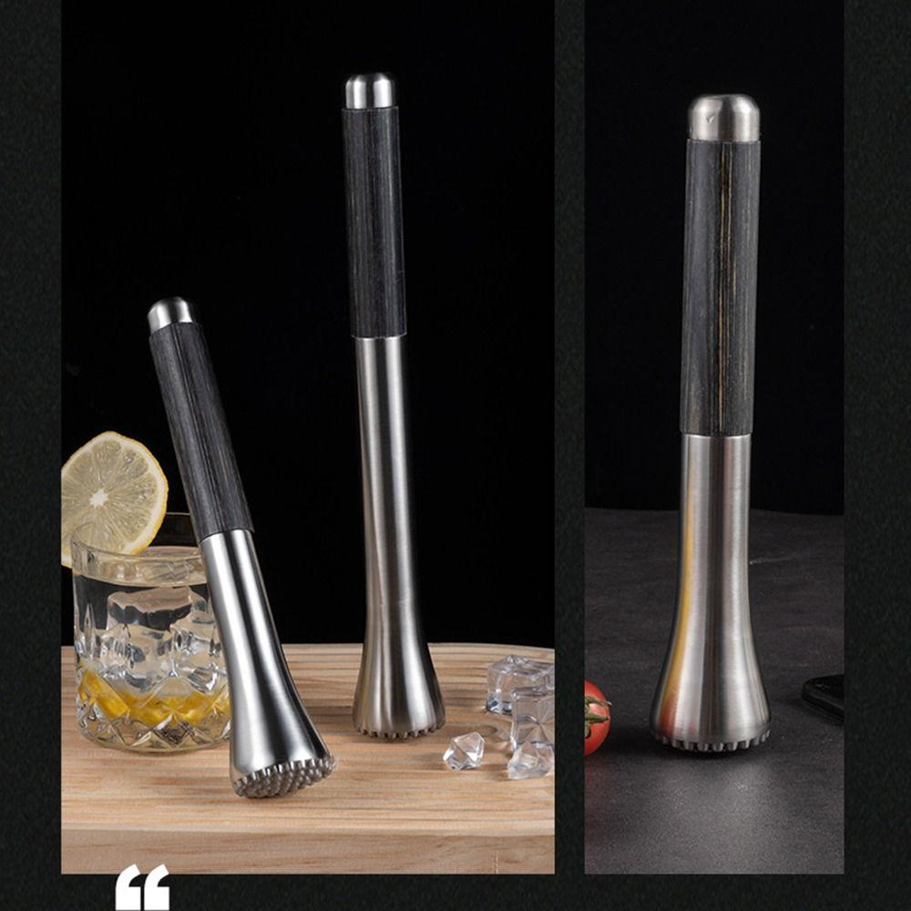 304 Stainless Steel Ice Crusher Anti-Slip Wood Handle Ice Crushing Hammer Lemon Squeezer Bar Tool