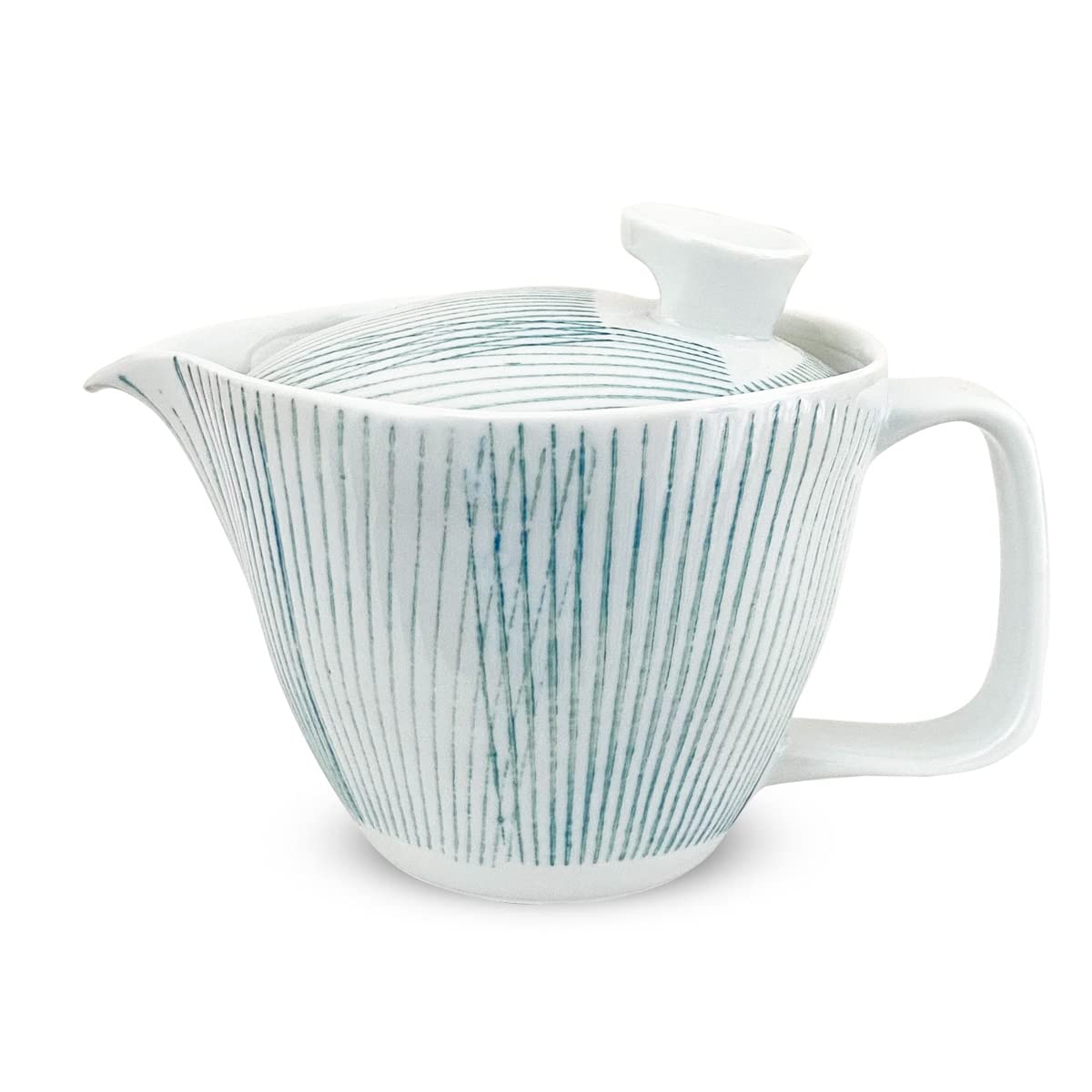 

Исаяма Килн Хасами Сделано лично с чайником J-kitchens цвета морской волны, Маленький, Фаянс, Япония, 240 мл, Вместимость 1-2, Ситечко, Полосатый,