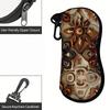 2D-Vintage Mandala Patterned Protective Sunglasses Case, Bohemian Style Zipper Eyeglasses Holder, Elegant Floral Print Travel Eyewear Organizer Box