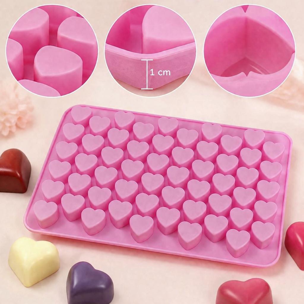 Heart Silicone Mold Pink Multi-Cavity Baking Form for DIY Mousse Chocolate Jelly Candy and Cake Decorations
