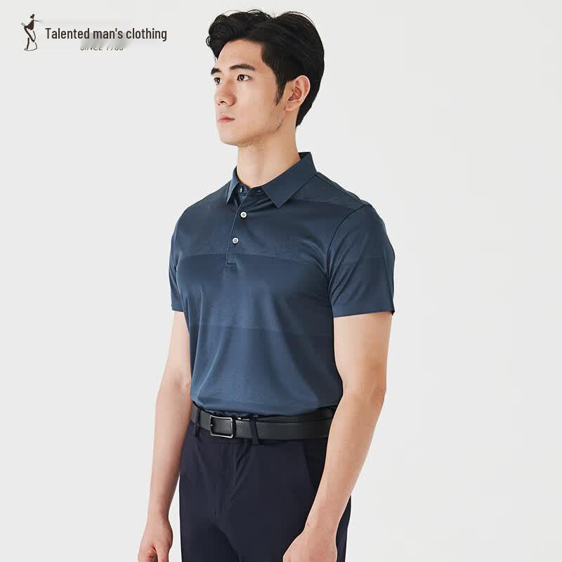 TRIES Men's Blended Lapel Short-Sleeved Polo Shirt