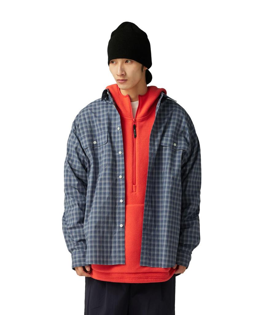 Snow Peak Organic Cotton Ombre Check Shirt Long Size SH-25AU005, Sleeve, Men's/Women's, M, Blue/Black