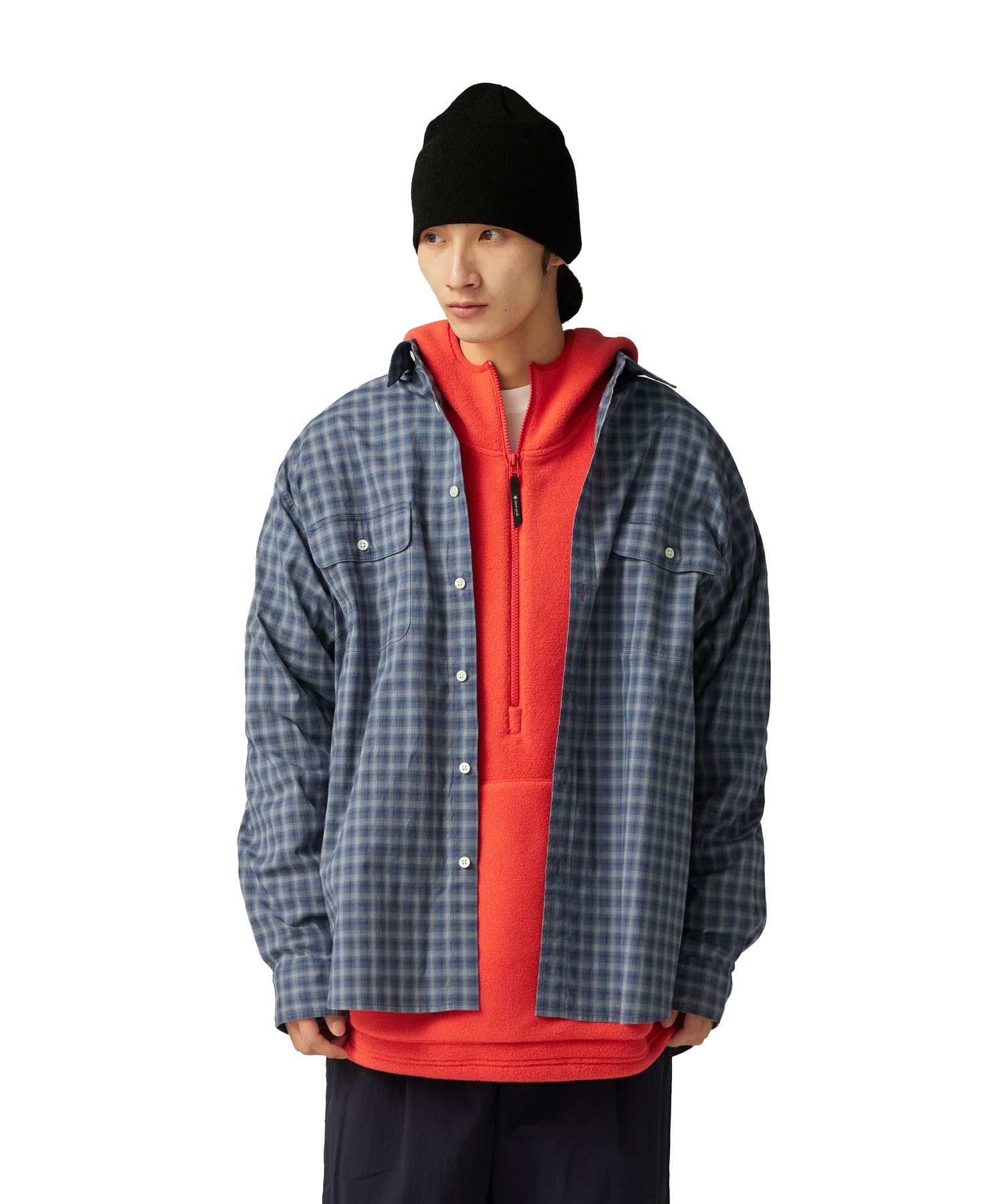 

Snow Peak Organic Cotton Ombre Check Shirt Long Size SH-25AU005, Sleeve, Men s/Women s, S, Blue/Black