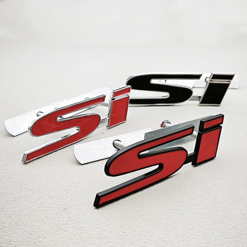 3D Metal Car Styling SI Logo Badge Chrome Sticker Front Grille Emblem For Honda Civic Accord Etc Automobile Accessories