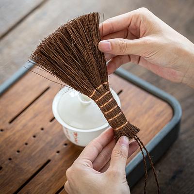 Tea Table Broom Brush Sweeper Manual Handheld Office Duster Palm Fiber Bottle Dish Cleaning Tool Strap Color Random