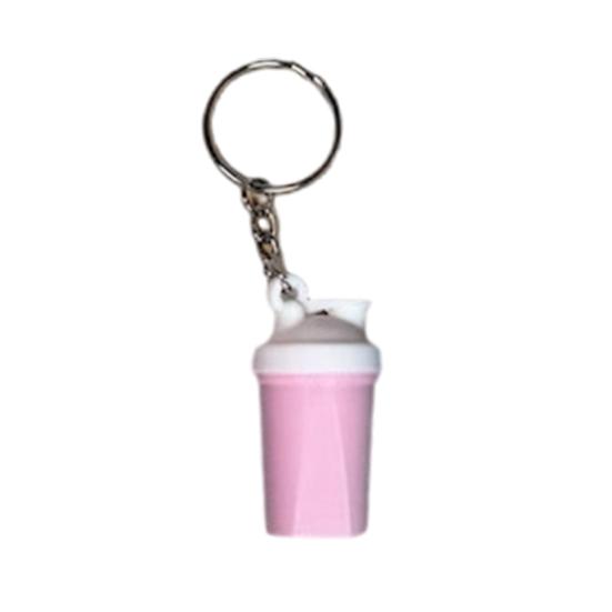 Shaker Cup Keychain Portable 3D Printed Workout Keychain with Metal Ring Bags Gym Backpack Pendant Mini Fitness Accessory