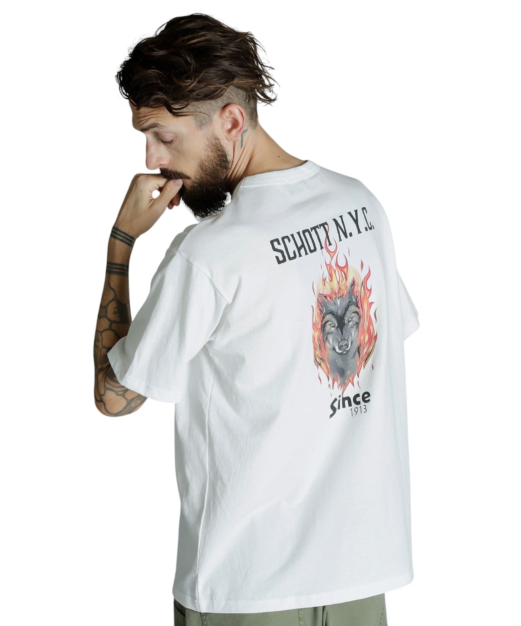 

Schott FIREWOLF T-SHIRT, Men s, Size M, 030, White, 782-5134020