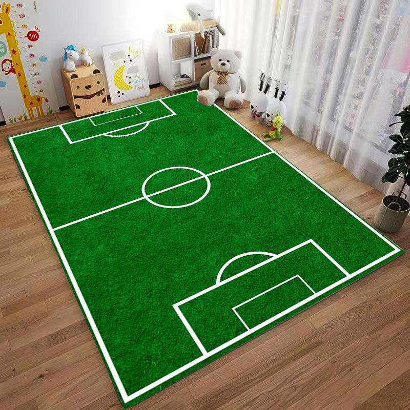 Soccer Field Design Carpet Green Rug for Bedroom or Living Room Decor Suitable for use as an anti-slip for living room bedroom sofas