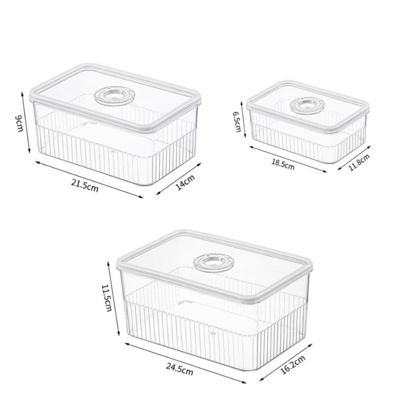 Refrigerator Storage Box With Timer - Fresh Fridge Organizer For Vegetables Fruits And Pantry Kitchen Containers