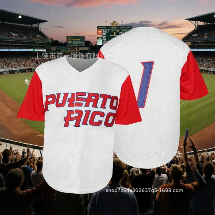 Sports Baseball Uniform Short Sleeve Cardigan Letter Print Men's and Women's Game Training Uniform T-Shirt Game Top